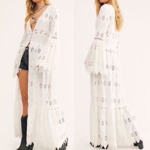 Free People Sweetwater Lace Eyelet White Duster XS
